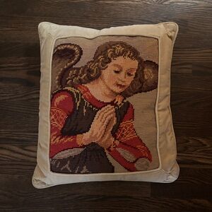 Vintage Christmas needlepoint pillow